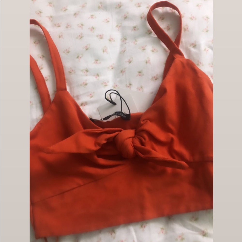 NWT ZARA Tie Knot Cami Crop Top - Picture 1 of 3